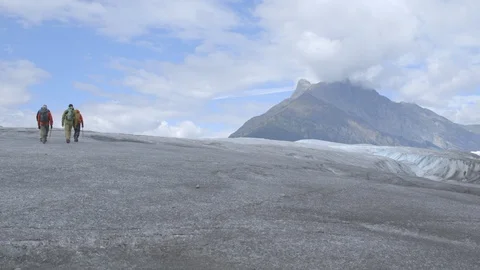 Hiking on Icy Root Glacier Wrangell St. Elias Alaska Stock Footage 121540069