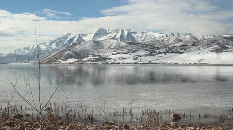 Hiking man by Mountain Lake Stock Footage 46589285