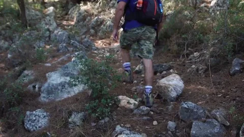 Hiking man in nature 스톡 동영상 69191143