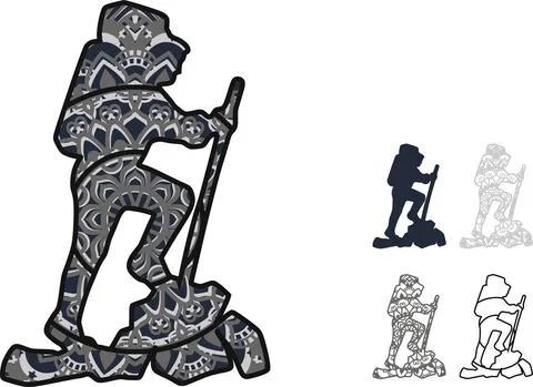 Hiking mandala Stock Illustration