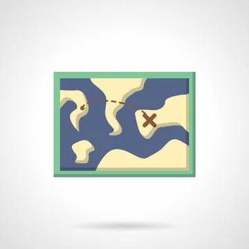Hiking map flat color design vector icon Illustrazione stock