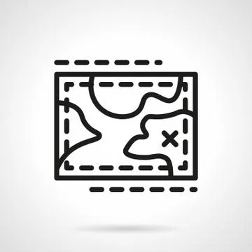 Hiking map simple line vector icon Stock Illustration