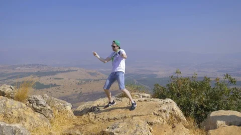 Hiking on the mountain, arbel Stock Footage 114274136