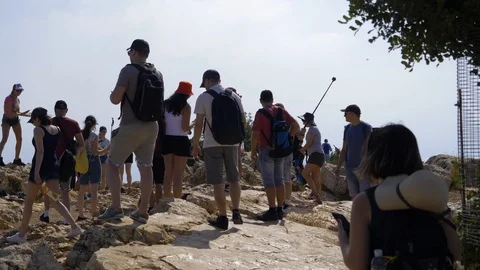 Hiking on the mountain, arbel Stock Footage 114274485