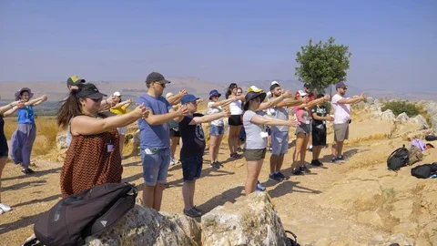 Hiking on the mountain, arbel Stock Footage 114274739