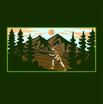 HIKING MOUNTAIN Stock Illustration