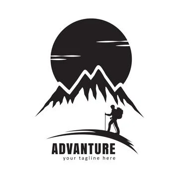 Hiking mountain logo Stock Illustration
