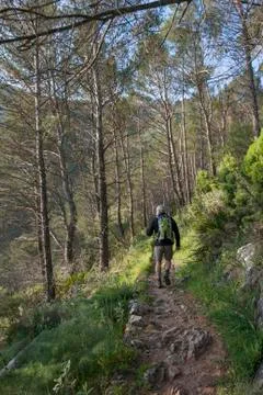 Hiking in the mountain Stock Photos