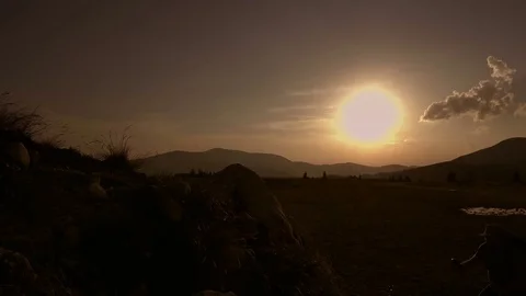 Hiking on the mountain at sunset Stock-Footage 78569682
