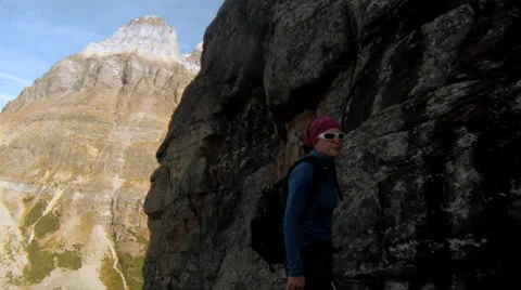 Hiking a mountain trail Stock Footage 22478630