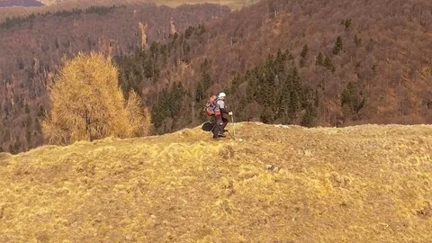 Hiking in Mountains Stock Footage 74257666