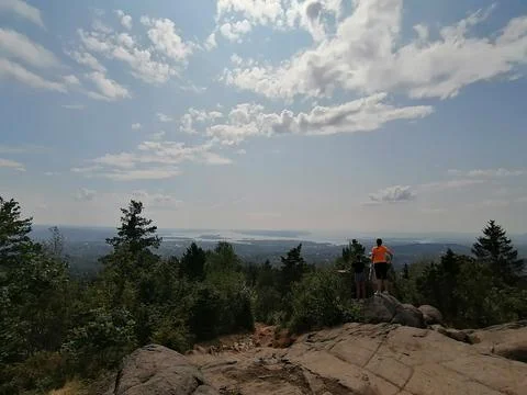 Hiking in the mountains with a nice view Stock Photos