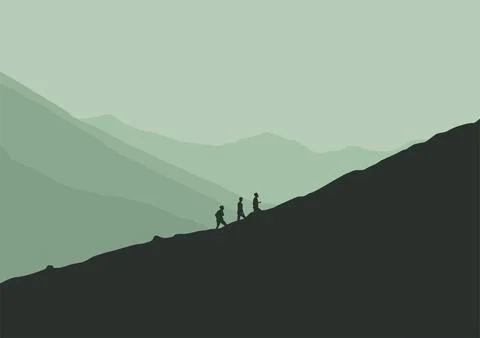 Hiking in the mountains vector Stock Illustration
