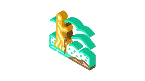 Hiking nature trails spring isometric icon animation Stock Footage 327276543