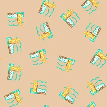 Hiking nature trails spring vector seamless pattern Stock Illustration