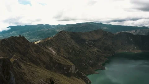 Hiking Path Along The Quilotoa Loop Around The Volcanic Crater Lake In Stock Footage 197362343