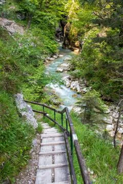 Hiking path in the austrian alps Stock Photos