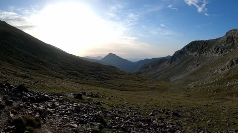 Hiking on a path to the mountain Stock Footage 142746399