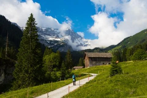 Hiking path in the mountains Stock Photos