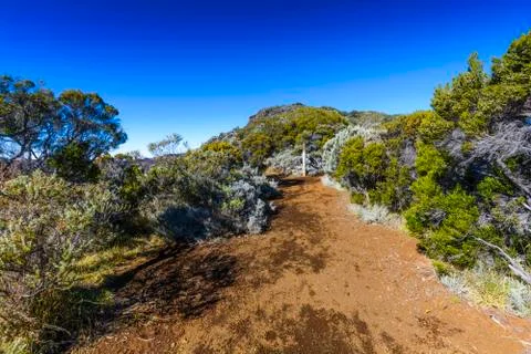 Hiking path, Piton de La Fournaise, Reunion Island Stock Photos