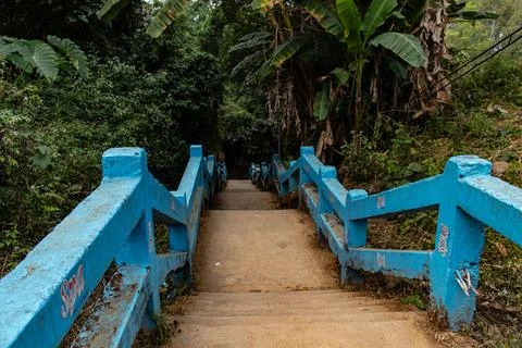 Hiking path in Sajek lost in clouds Foto stock