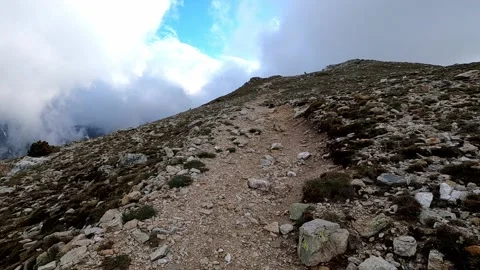 Hiking on a path to the top of the mountain. Stock Footage 133286126