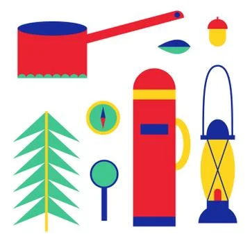 Hiking pattern flat illustration on white Stock Illustration