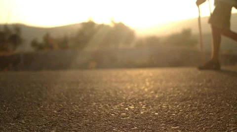 Hiking people - hiker couple at sunset in beautiful landscape 스톡 동영상 59347457