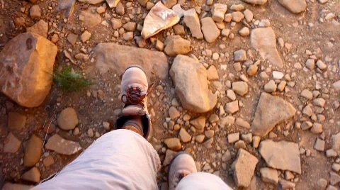 Hiking POV shot Stock Footage