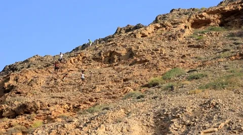 Hiking red mountain Stock Footage 50240210