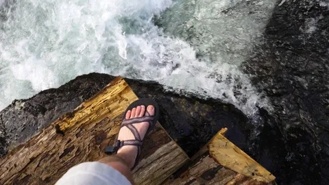 Hiking in River Stock Footage 124325217