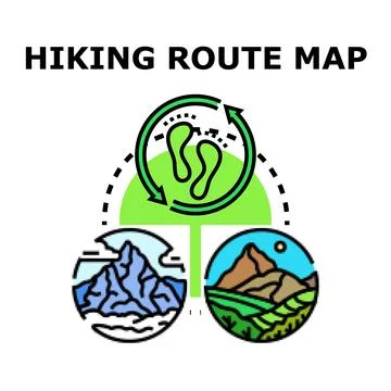 Hiking route map choosing adventure path concept Stock Illustration