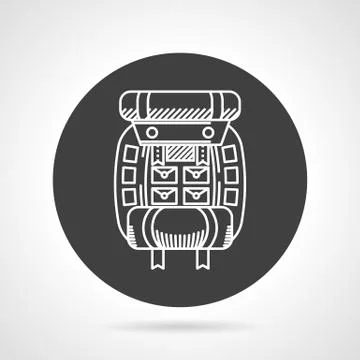Hiking rucksack black round vector icon 스톡 일러스트