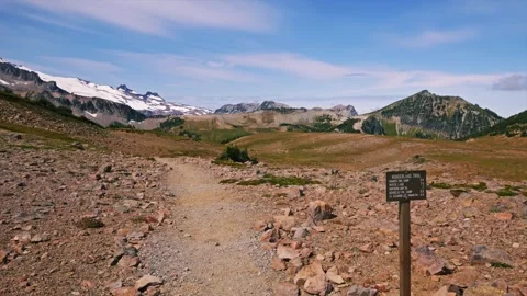 Hiking the Scenic Berkeley Park Trail in Mount Rainier National Park, Washington Stock Footage 332087129