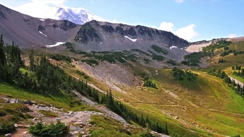 Hiking the Scenic Berkeley Park Trail with Views of Mount Rainier Stock Footage 332087611