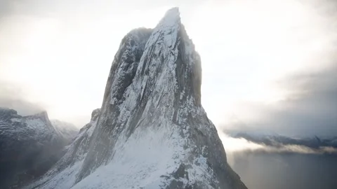 Hiking Up to Segla Peak in Norway 스톡 동영상 308728249