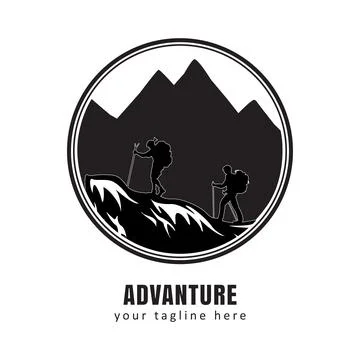 Hiking silhouette Stock Illustration