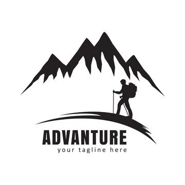 Hiking silhouette logo Stock Illustration