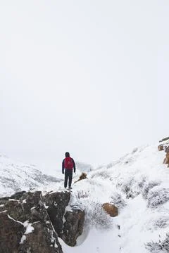 Hiking in the snow Stock Photos
