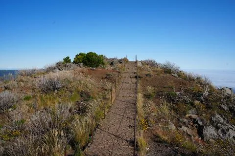 Hiking Stairs on PR1 Trail at Pico do Arieiro Stock-Fotos