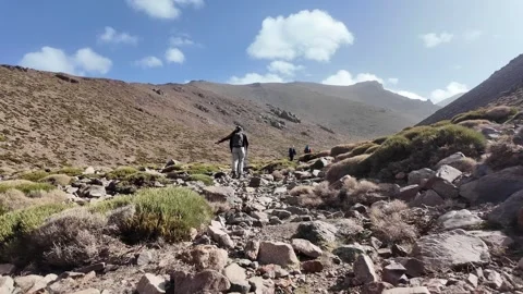 Hiking to the Summit: Reaching Iferouane Morocco September 13,2023 Stock Footage 285874889