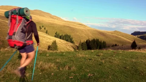Hiking at sunset Stock Footage 95083248