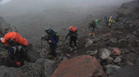 Hiking through caucasus Stock Footage 33302130