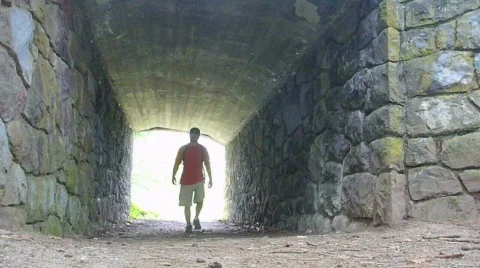 Hiking through Tunnel 2 Video stock 813879