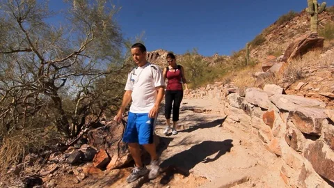 Hiking  Trail in the  Desert Stock Footage 99671472