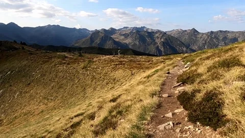 Hiking trail on a mountain ridge. Stock Footage 146041726