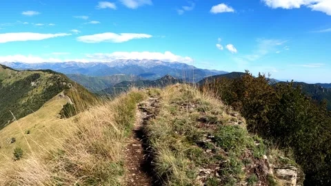 Hiking trail on the mountain ridge Stock Footage 153519147