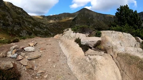 Hiking on a trail in the mountains. Stock Footage 146041094