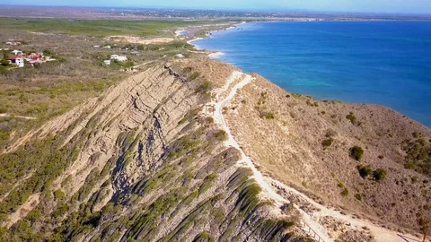 Hiking Trail with ocean view in Monte Cristi, Dominican republic. Shot In 4k Video stock 113363717