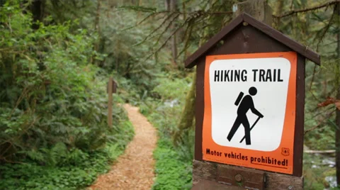 Hiking Trail Sign Stock Footage 37733339